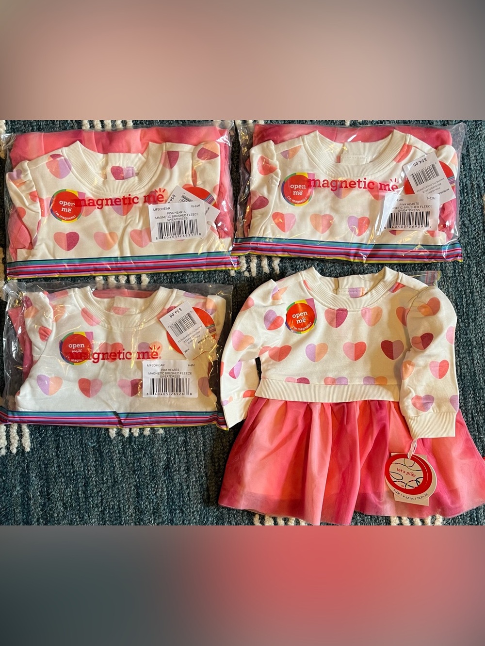 Magnetic Me 9-12 month NWT pink heart fleece lined tutu sweater dress